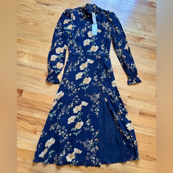 NWT Reformation Stevi Floral Mock Turtleneck Midi-Dress size 2 - Picture 7 of 12